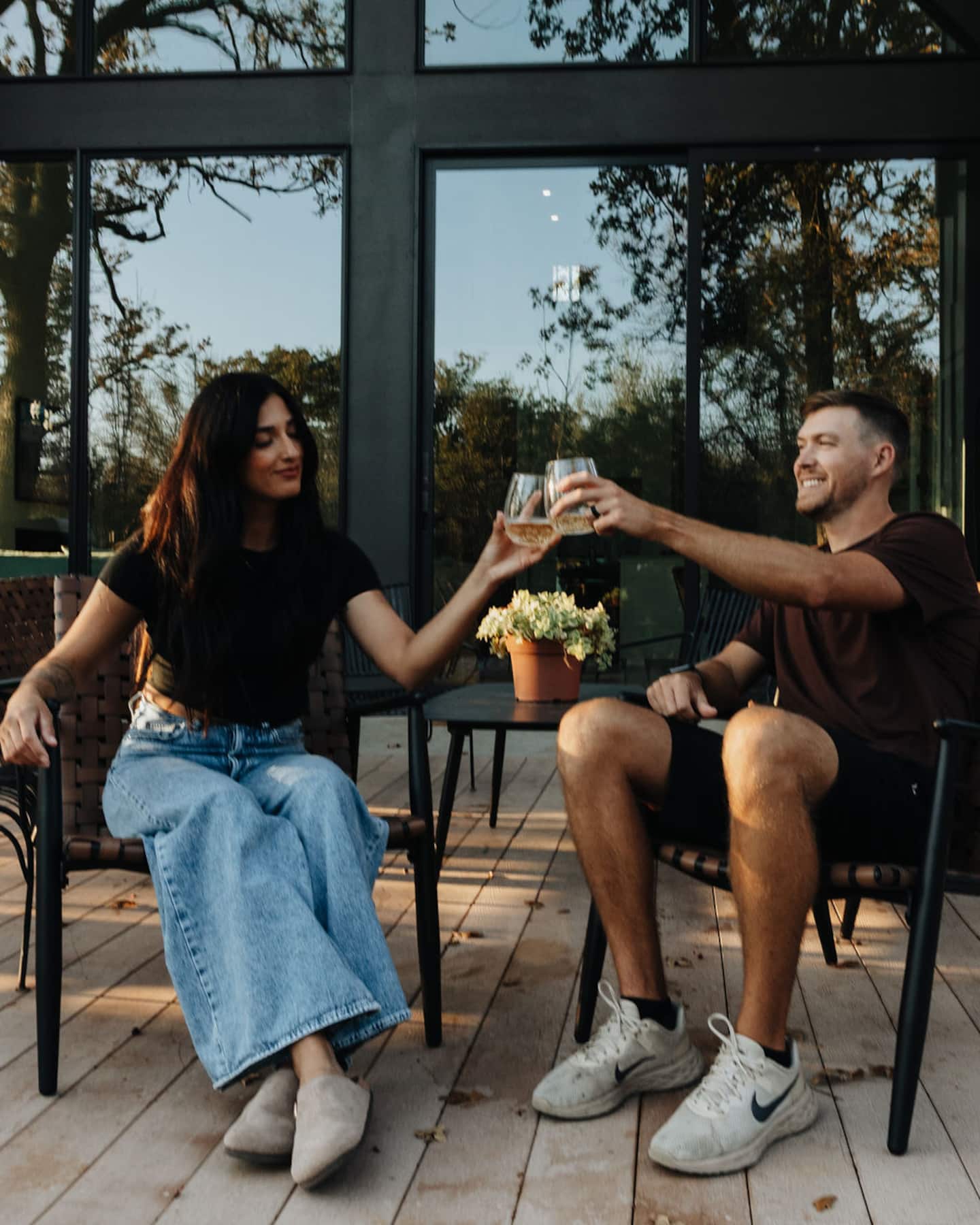 A toast on the deck at golden hour